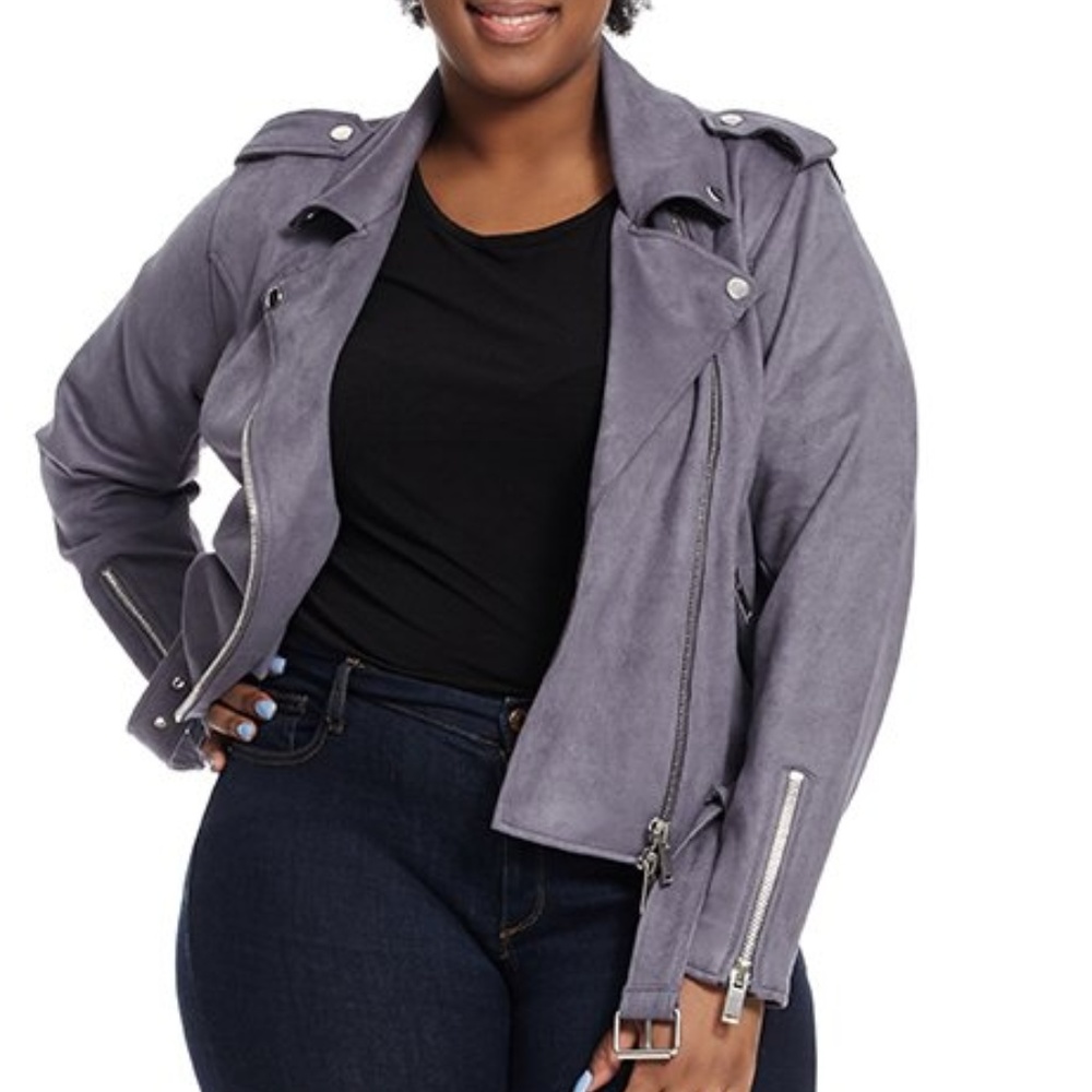 Rebel Wilson X Angels Bonded Suede Moto Jacket